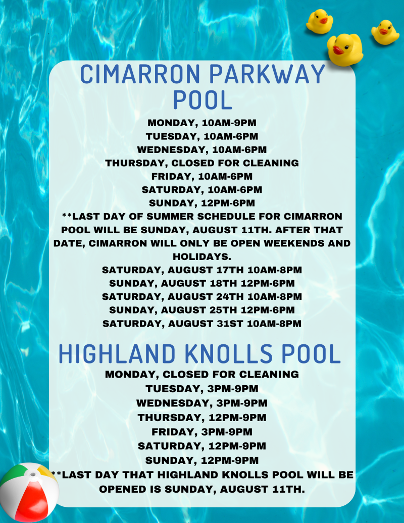 Aug Cimarron Parkway Pool